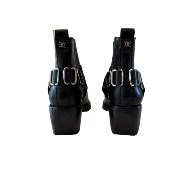 Sam Edelman Black Bellamie Square Toe Ankle Boot Bootie with Hardware - Size 6.5 - Picture 4 of 16